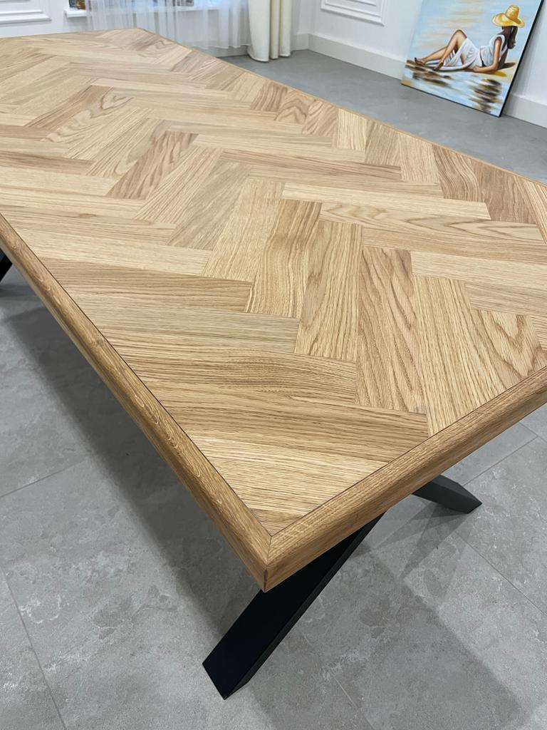 Heritage 2000 Fixed Top Table U Leg Herringbone English - Natural