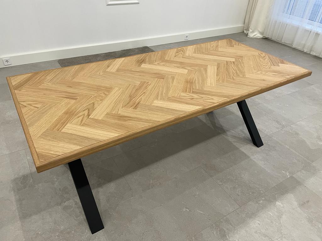 Heritage 2000 Fixed Top Table U Leg Herringbone English - Natural